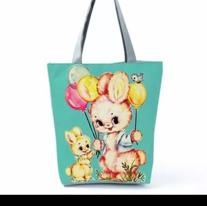 Bunny rabbit tote bag , retro , vintage looking